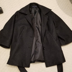 3/4 Sleeve Wool Dark Grey Coat